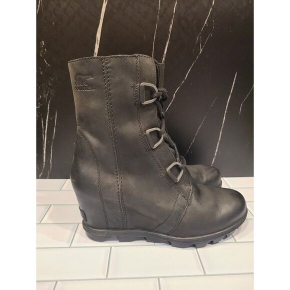 SOREL Joan Of Arctic Wedge II Mid-High Lace-Up Bootie Boots Oiled Loden | 9 EUC - Picture 4 of 15